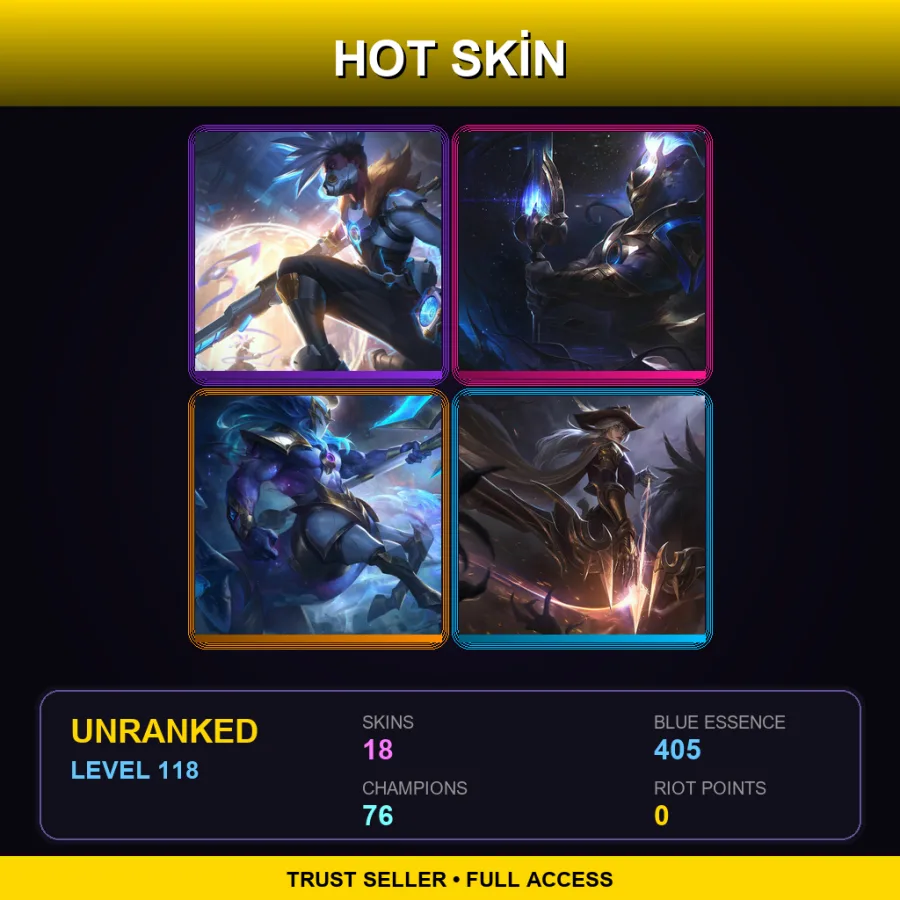 OCE | Lv118 | Unranked | 18 Skin | 76 Champ — Unranked / Smurf League of Legends