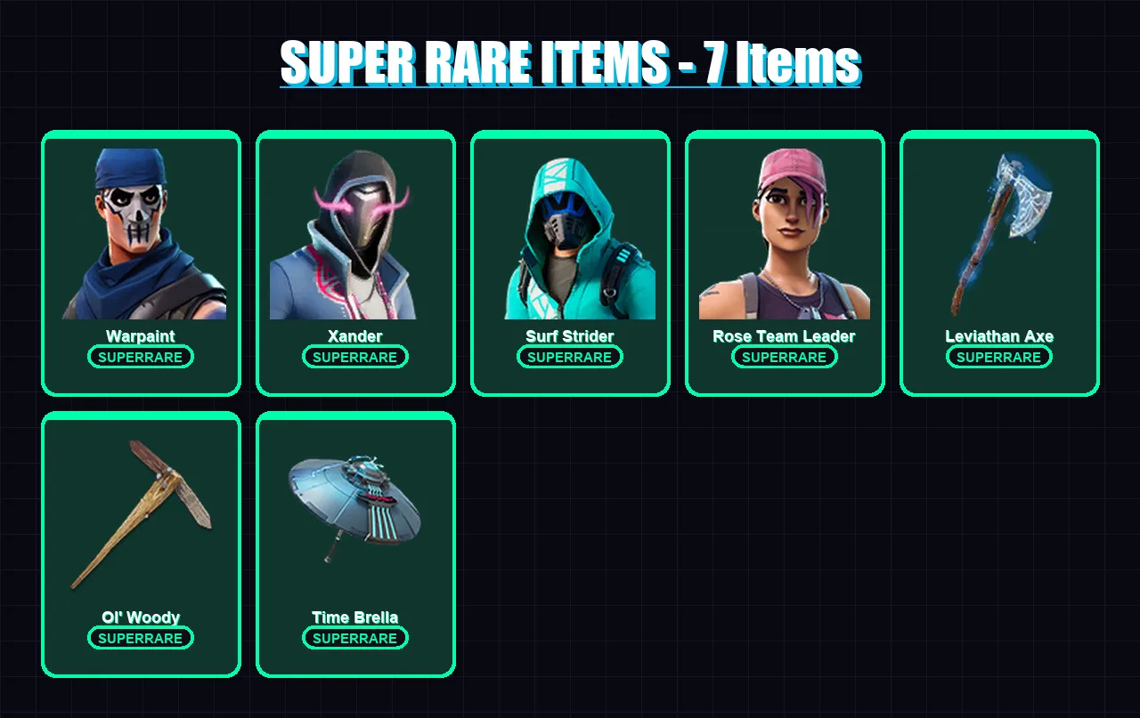 [PC/XBOX] | Warpaint | Xander | Surf Strider | Rose Team Leader | Sentinel | 163 skin | 174 pickaxe | 135 emote | 158 glider | Lv2719