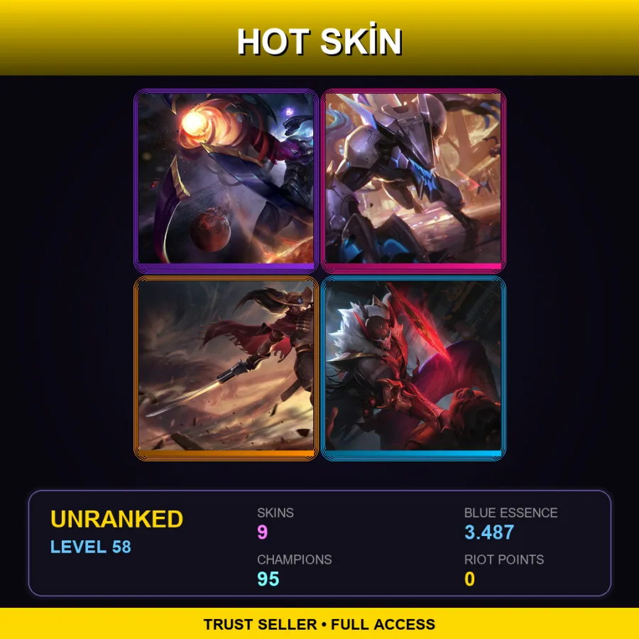 TR | Lv58 | Unranked | 9 Skin | 95 Champ