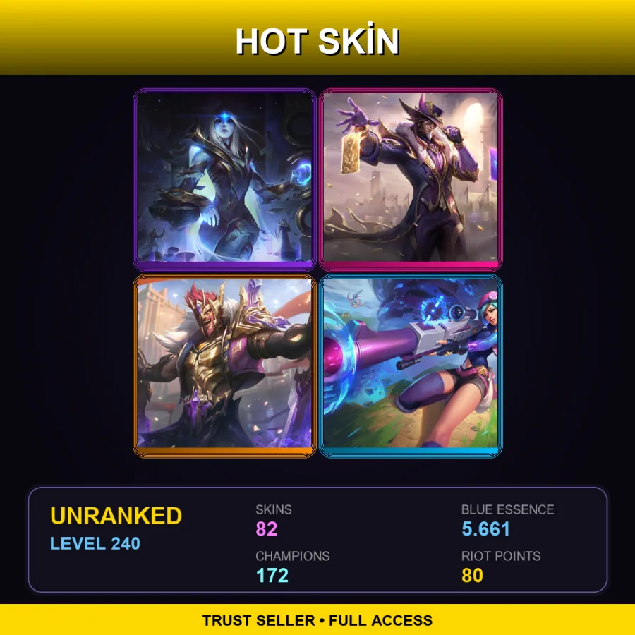 EUW | Lv240 | Unranked | 82 Skin | 172 Champ
