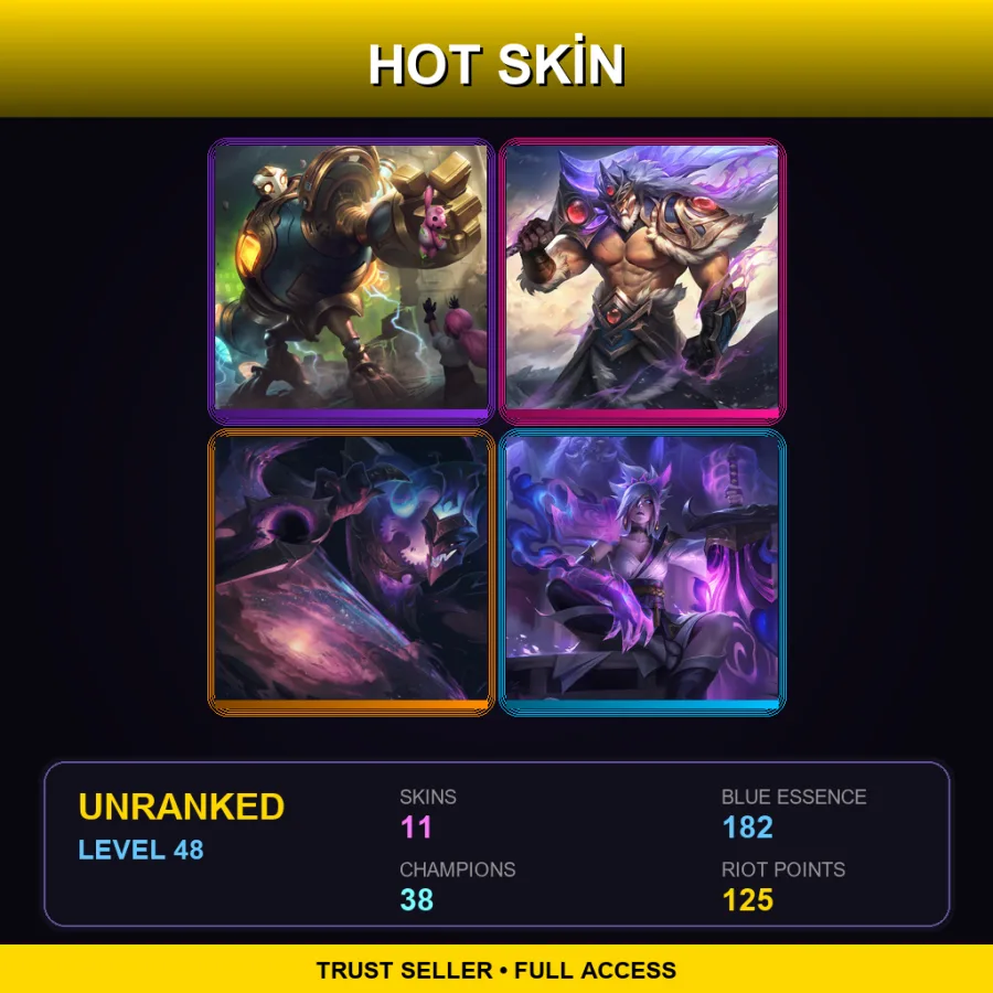 NA | Lv48 | Unranked | 11 Skin | 38 Champ — Arcane Enforcer Caitlyn