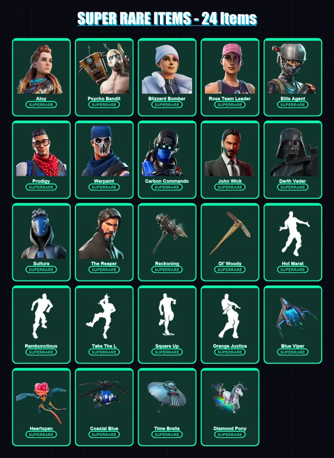 [PS4/PS5/XBOX/PC] | Aloy | Psycho Bandit | Blizzard Bomber | Rose Team Leader | Elite Agent | 544 skin | 540 pickaxe | 389 emote | 363 glider | Lv61