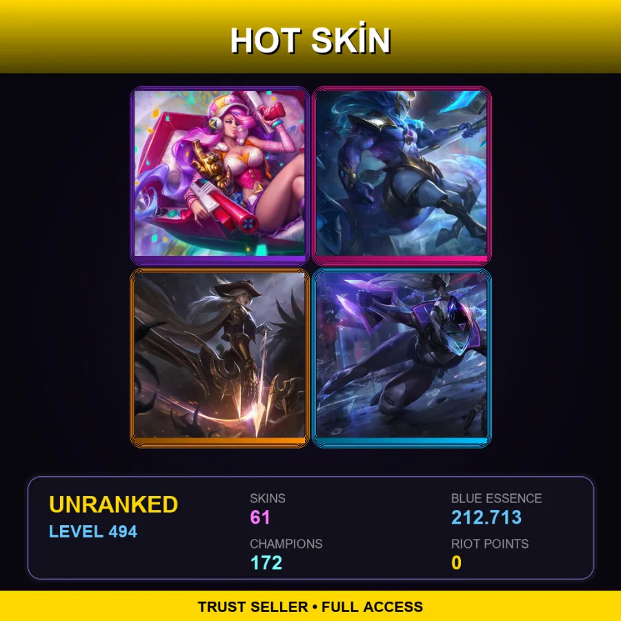 NA | Lv494 | Unranked | 61 Skin | 172 Champ