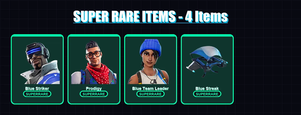 [PC/XBOX] | Blue Striker | Prodigy | Blue Team Leader | Winterfest Bushranger | Holiday Boxy | 5 skin | 9 pickaxe | 14 emote | 14 glider | Lv327