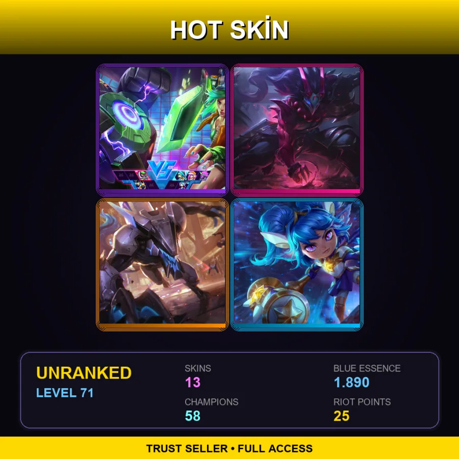 TR | Lv71 | Unranked | 13 Skin | 58 Champ