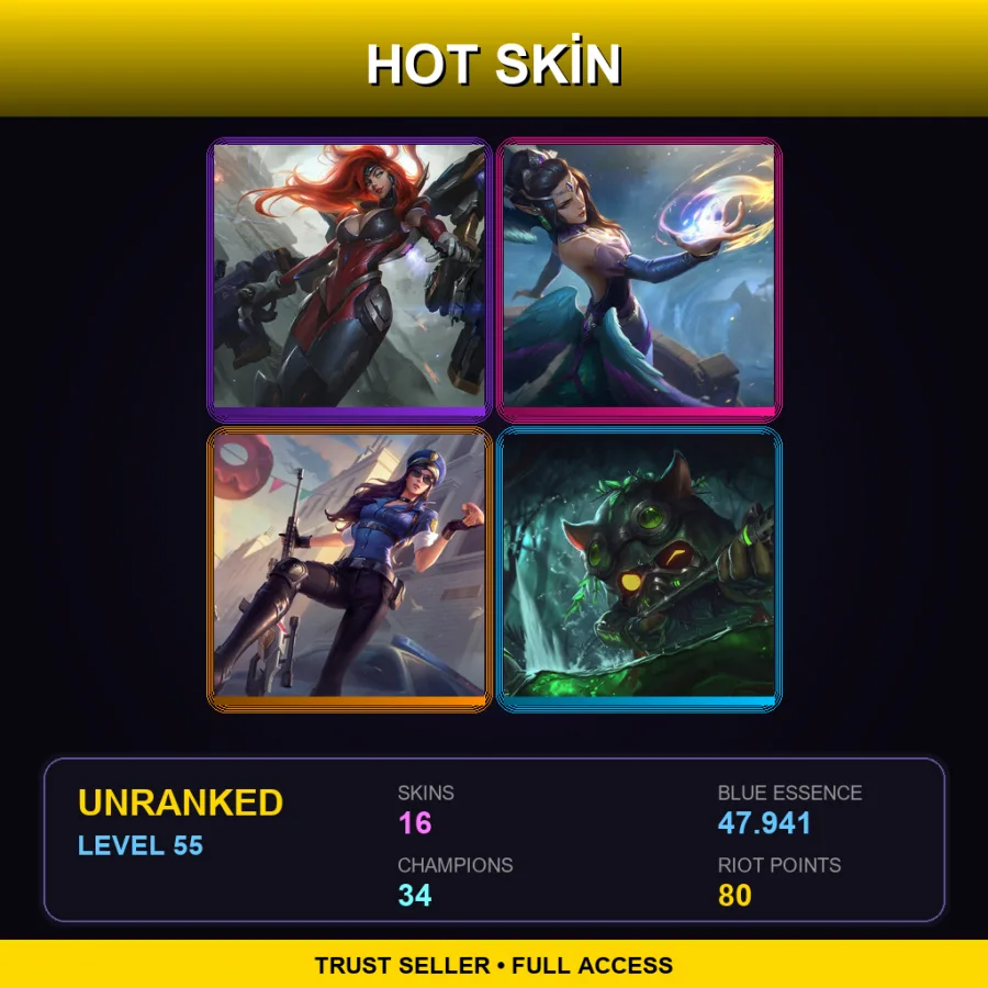 EUNE | Lv55 | Unranked | 16 Skin | 34 Champ