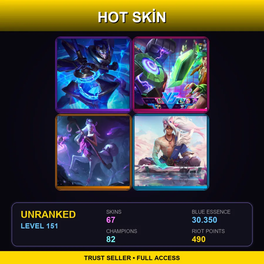EUW | Lv151 | Unranked | 67 Skin | 82 Champ — LoL account