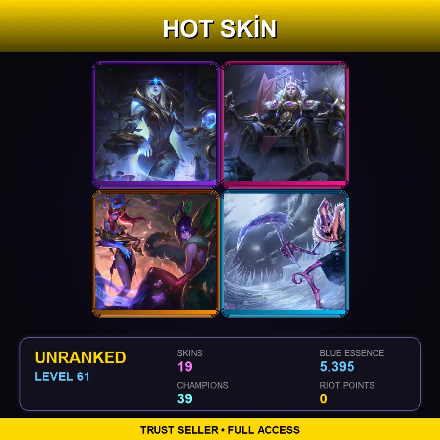 LAN | Lv61 | Unranked | 19 Skin | 39 Champ