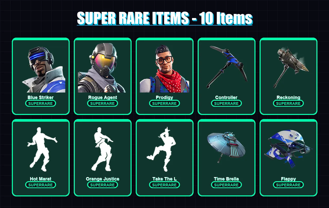 [PS4/PS5/XBOX/PC] | Blue Striker | Rogue Agent | Prodigy | Drift | Lynx | 32 skin | 69 pickaxe | 74 emote | 63 glider | Lv1181