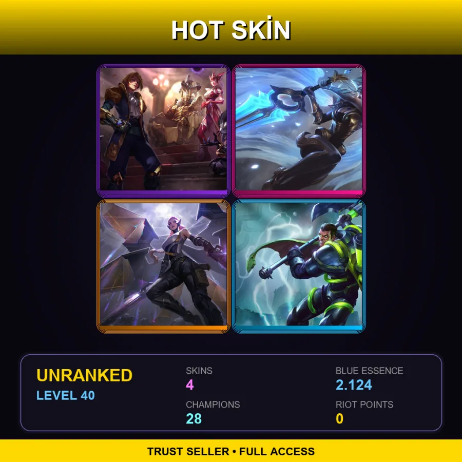 NA | Lv40 | Unranked | 4 Skin | 28 Champ — LoL account