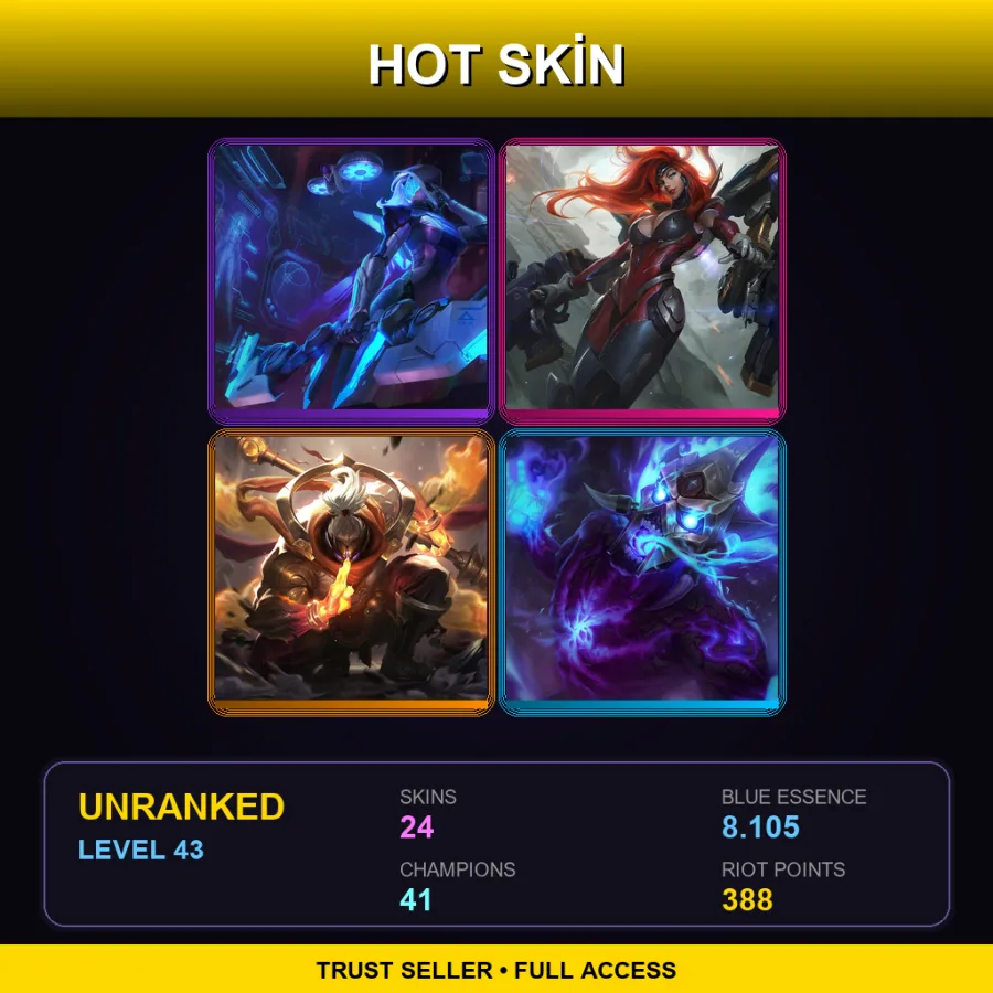 NA | Lv43 | Unranked | 24 Skin | 41 Champ — Warden Nautilus