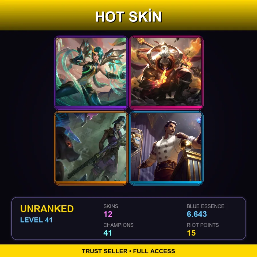 EUW | Lv41 | Unranked | 12 Skin | 41 Champ