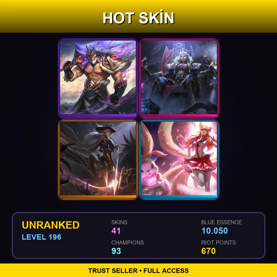 EUNE | Lv196 | Unranked | 41 Skin | 93 Champ