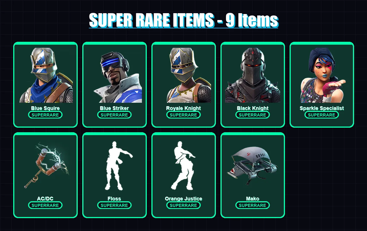 [PC/XBOX/PSN] | Blue Squire | Blue Striker | Royale Knight | Black Knight | Sparkle Specialist | 16 skin | 36 pickaxe | 26 emote | 29 glider | Lv616