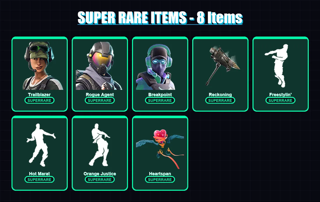 [PC/XBOX/PSN] | Trailblazer | Rogue Agent | Breakpoint | Ultima Knight | Drift | 71 skin | 40 pickaxe | 56 emote | 45 glider | Lv404