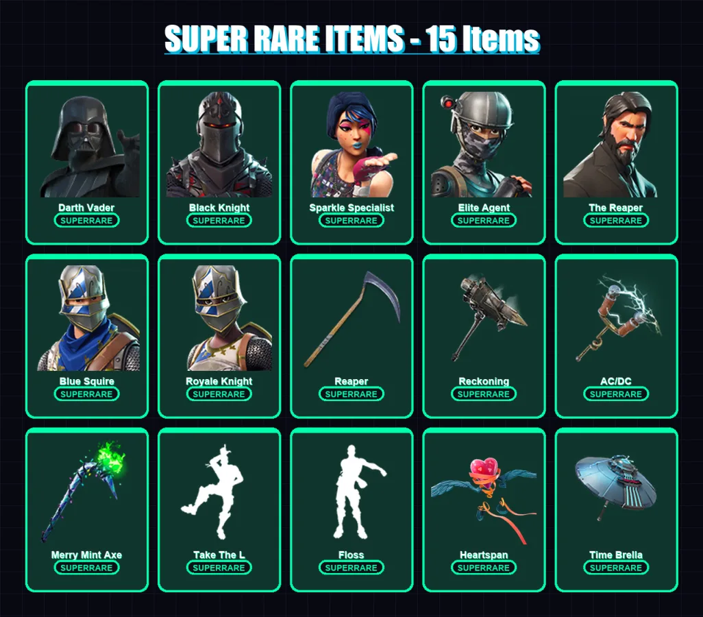 [PC/XBOX] | Darth Vader | Black Knight | Sparkle Specialist | Elite Agent | The Reaper | 73 skin | 118 pickaxe | 75 emote | 105 glider | Lv1294