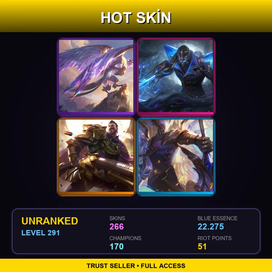 VN | Lv291 | Unranked | 266 Skin | 170 Champ