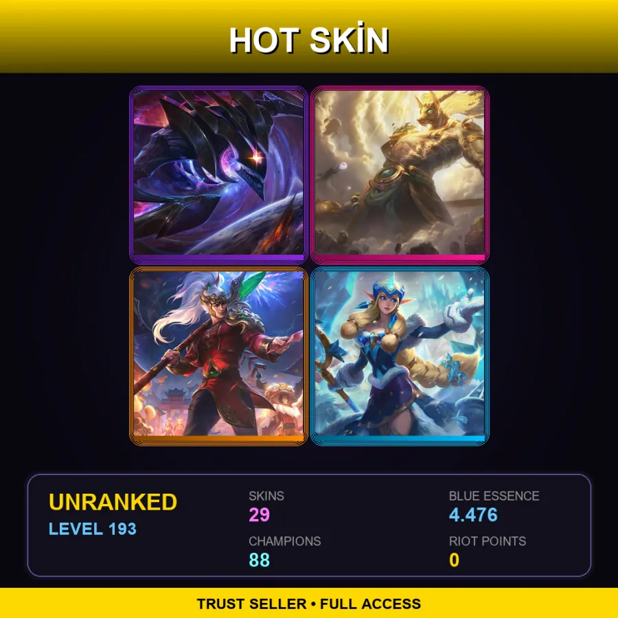 BR | Lv193 | Unranked | 29 Skin | 88 Champ — LoL account