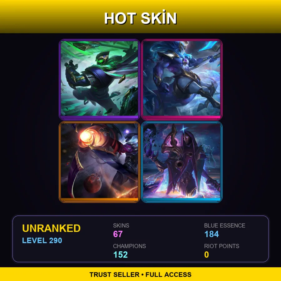 LAN | Lv290 | Unranked | 67 Skin | 152 Champ — Coven Cassiopeia