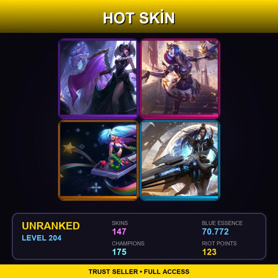 EUW | Lv204 | Unranked | 147 Skin | 175 Champ