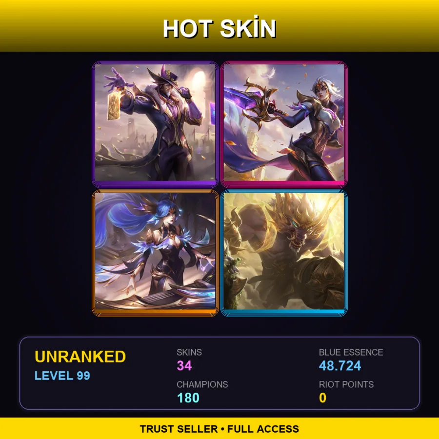 VN | Lv99 | Unranked | 34 Skin | 180 Champ — Old God Malphite