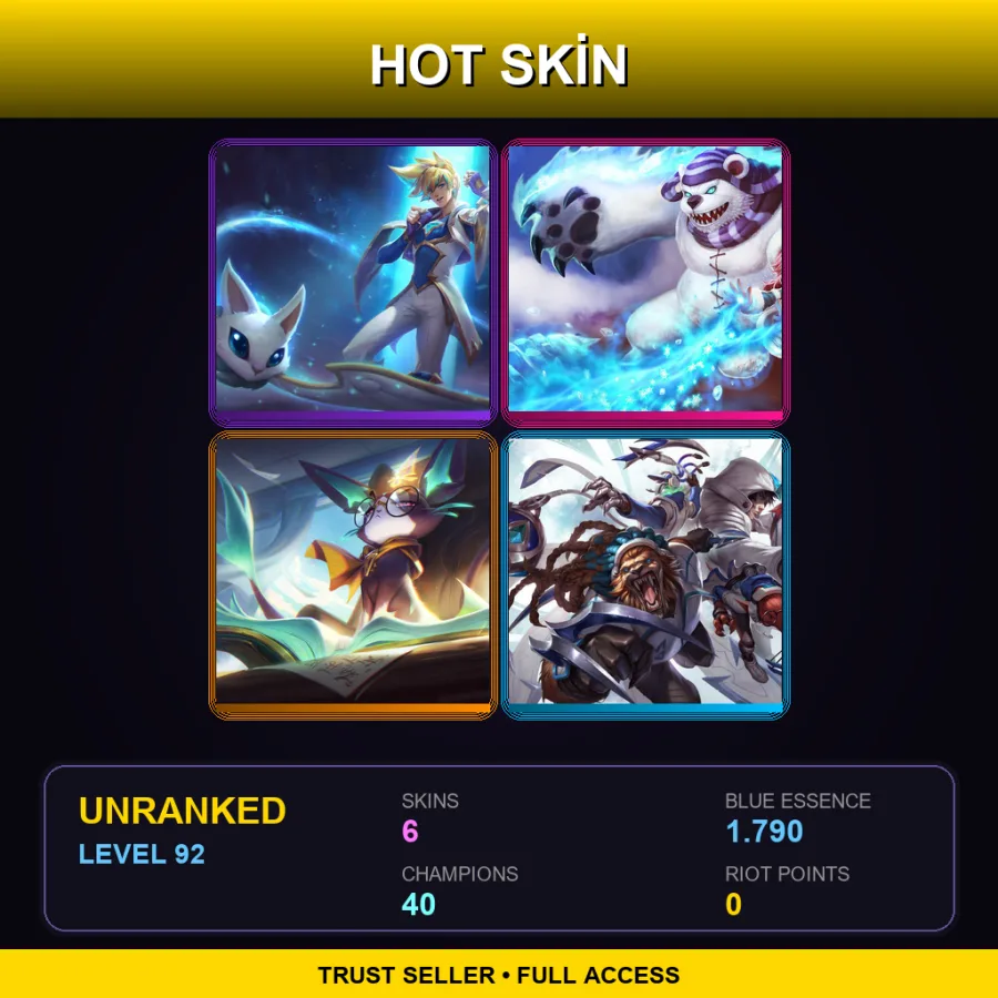 LAN | Lv92 | Unranked | 6 Skin | 40 Champ