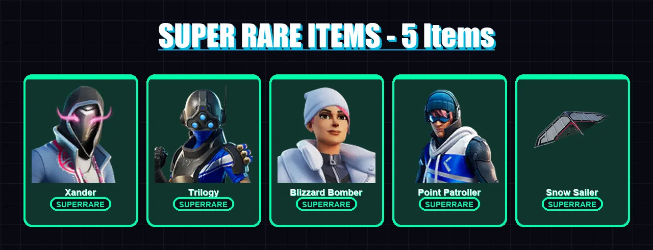[PS4/PS5/XBOX/PC] | Xander | Trilogy | Blizzard Bomber | Point Patroller | Blaze | 14 skin | 49 pickaxe | 33 emote | 43 glider | Lv947