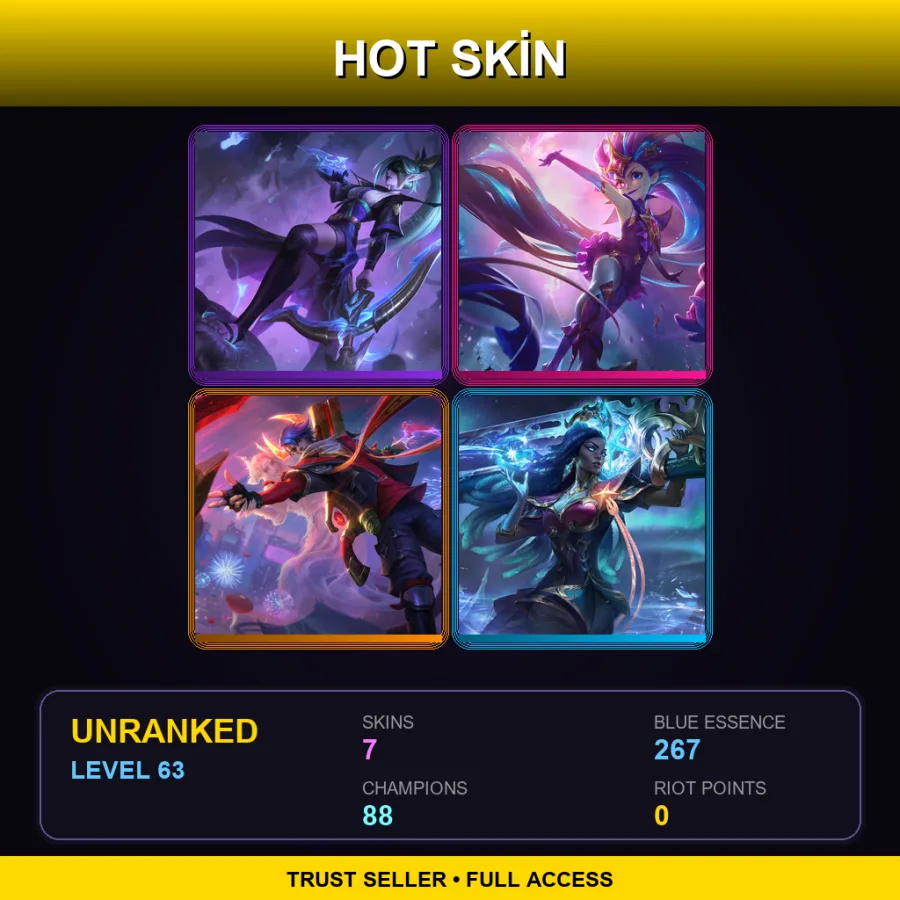 VN | Lv63 | Unranked | 7 Skin | 88 Champ