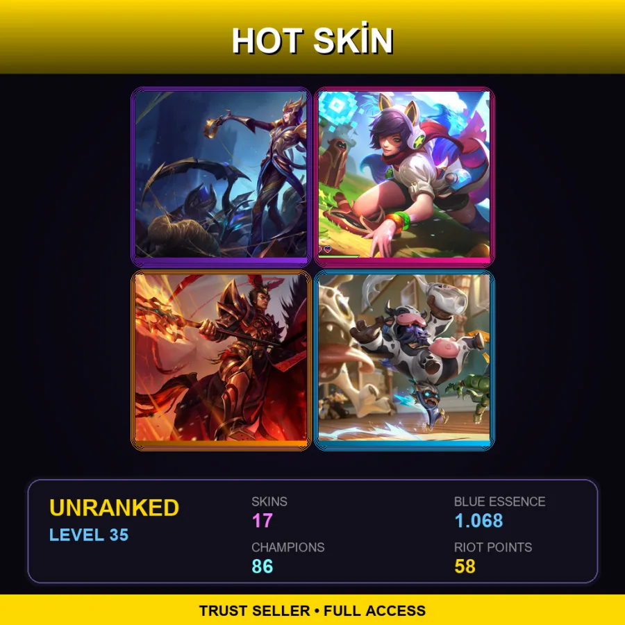 TR | Lv35 | Unranked | 17 Skin | 86 Champ