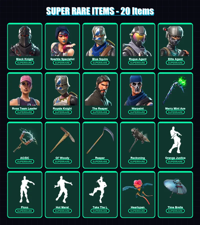 [PC/XBOX] | Black Knight | Sparkle Specialist | Blue Squire | Rogue Agent | Elite Agent | 192 skin | 160 pickaxe | 135 emote | 136 glider | Lv1985