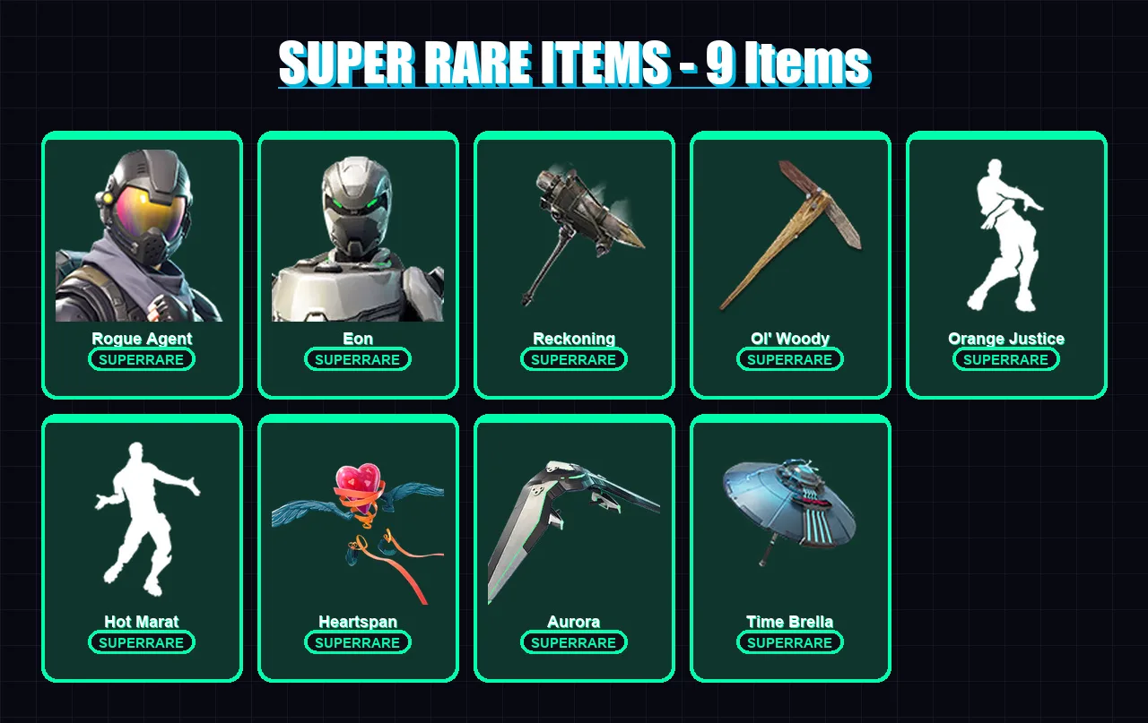 [PC/PSN] | Rogue Agent | Eon | Frozen Love Ranger | Sentinel | Singularity | 94 skin | 160 pickaxe | 140 emote | 130 glider | Lv2044