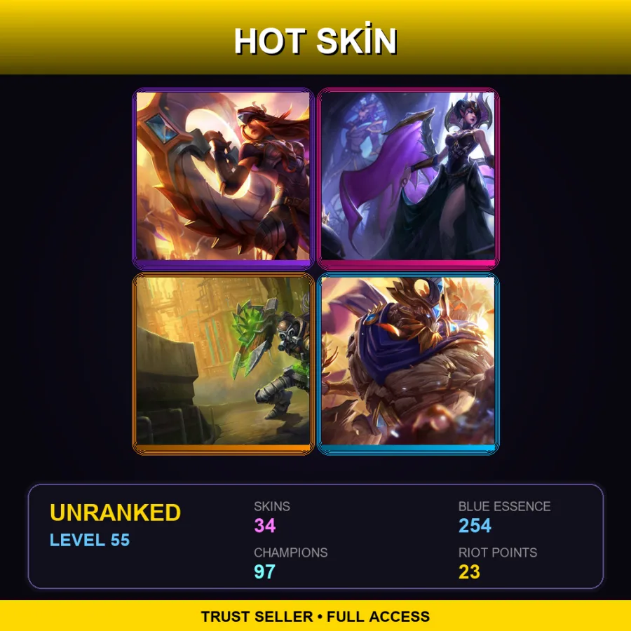 EUW | Lv55 | Unranked | 34 Skin | 97 Champ