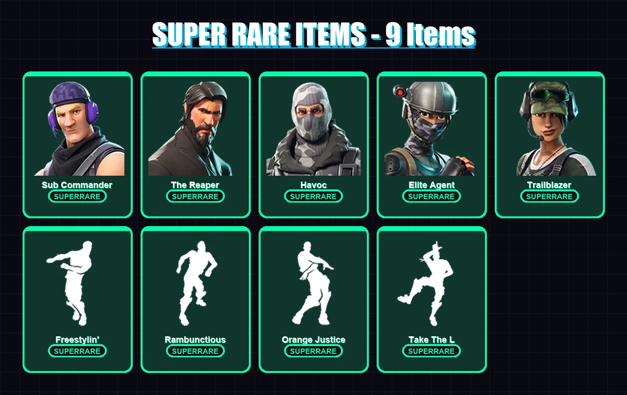 [PC/XBOX/PSN] | Sub Commander | The Reaper | Havoc | Elite Agent | Trailblazer | 42 skin | 31 pickaxe | 28 emote | 25 glider | Lv211
