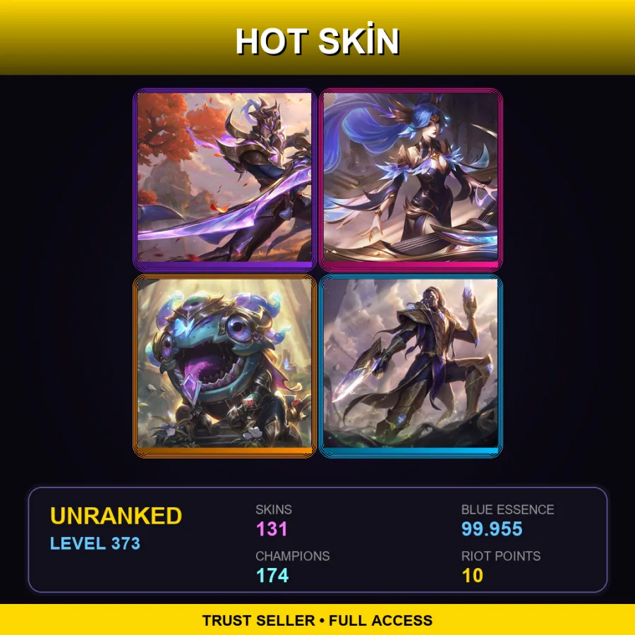 TR | Lv373 | Unranked | 131 Skin | 174 Champ
