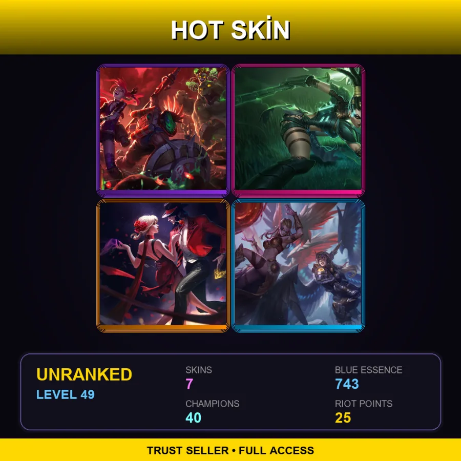 LAN | Lv49 | Unranked | 7 Skin | 40 Champ — Crime City Graves
