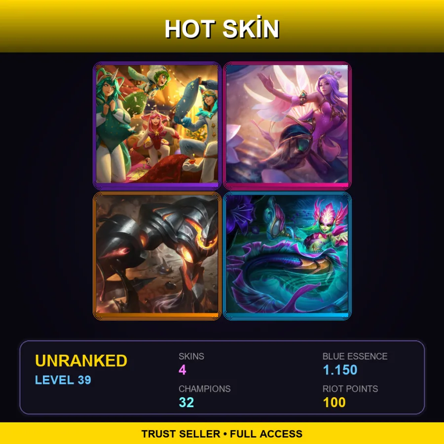 EUW | Lv39 | Unranked | 4 Skin | 32 Champ