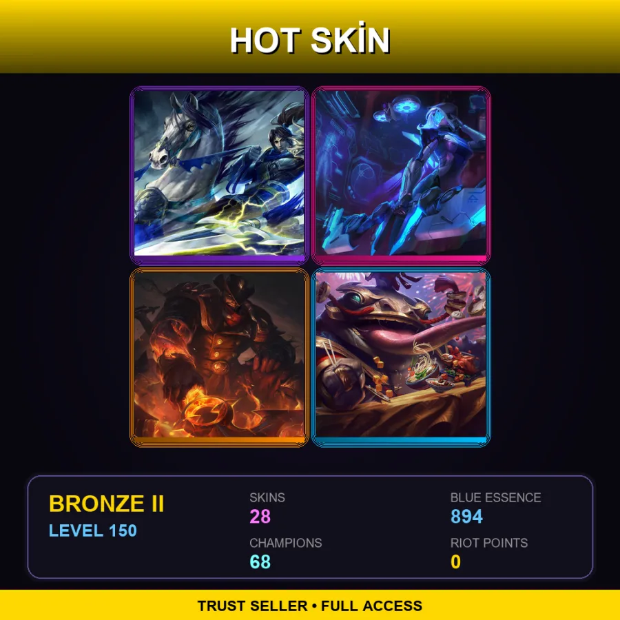 SG | Lv150 | Bronze II | 28 Skin | 68 Champ — Firecracker Vayne