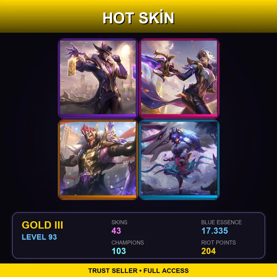 EUW | Lv93 | Gold III | 43 Skin | 103 Champ