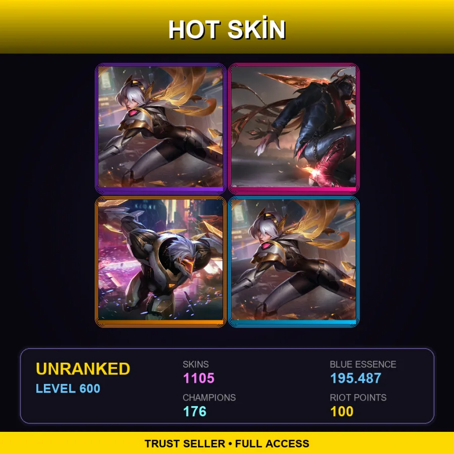 SG | Lv600 | Unranked | 1105 Skin | 176 Champ