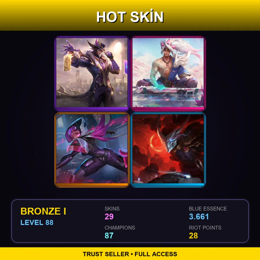 EUW | Lv88 | Bronze I | 29 Skin | 87 Champ with Yone