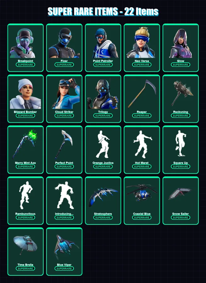 [PC/XBOX] | Breakpoint | Fixer | Point Patroller | Neo Versa | Glow | 198 skin | 126 pickaxe | 184 emote | 121 glider | Lv1892 — Game account