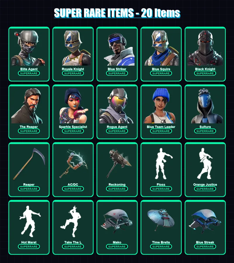 [PS4/PS5/XBOX/PC] | Elite Agent | Royale Knight | Blue Striker | Blue Squire | Black Knight | 43 skin | 30 pickaxe | 43 emote | 38 glider | Lv673