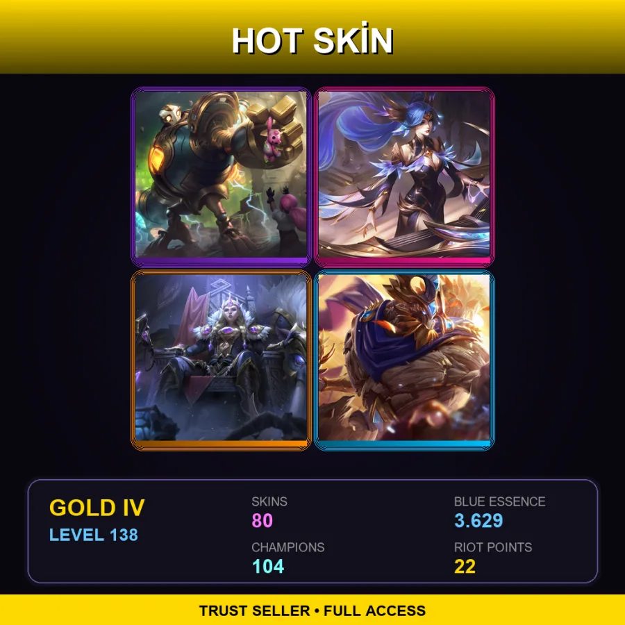 SG | Lv138 | Gold IV | 80 Skin | 104 Champ