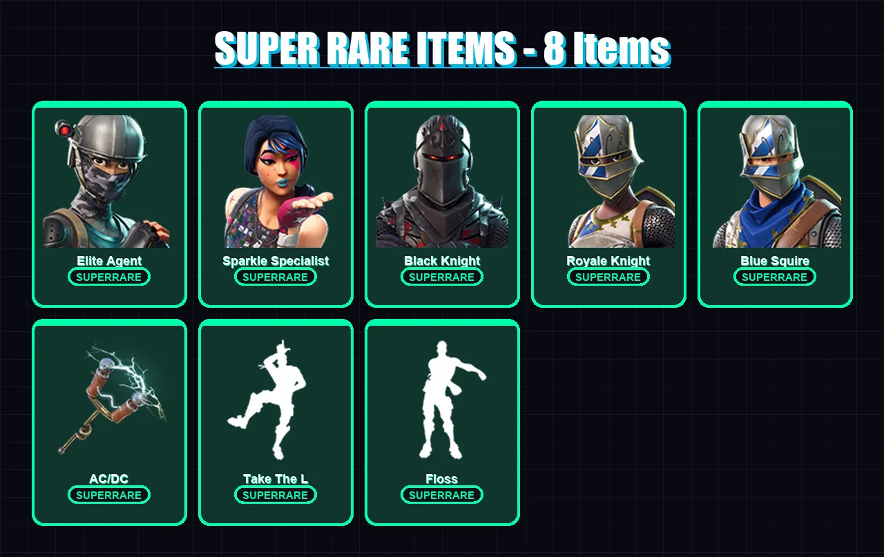 [PC/XBOX/PSN] | Elite Agent | Sparkle Specialist | Black Knight | Royale Knight | Blue Squire | 34 skin | 51 pickaxe | 45 emote | 44 glider | Lv819