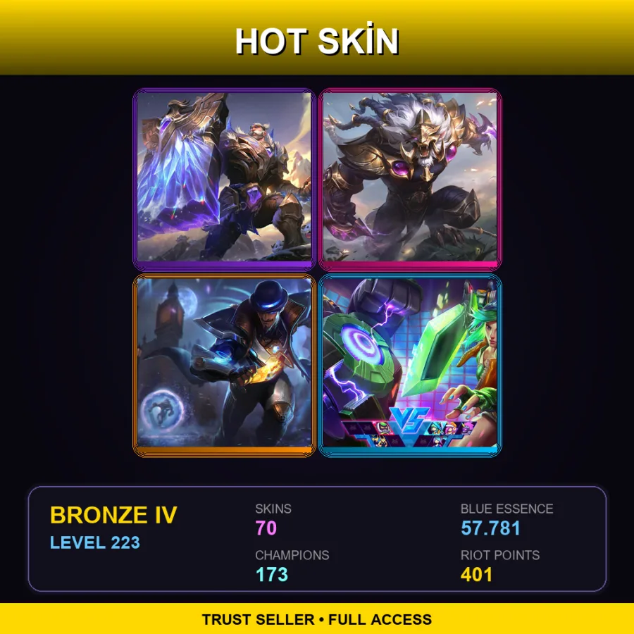 LAN | Victorious Braum | Victorious Rengar | Pulsefire Twisted Fate | Arcade Riven | 70 Skin | 173 Champ | Bronze IV | Lv223