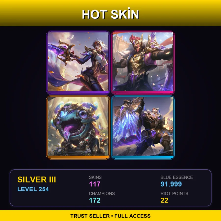 EUW | Lv254 | Silver III | 117 Skin | 172 Champ — LoL account