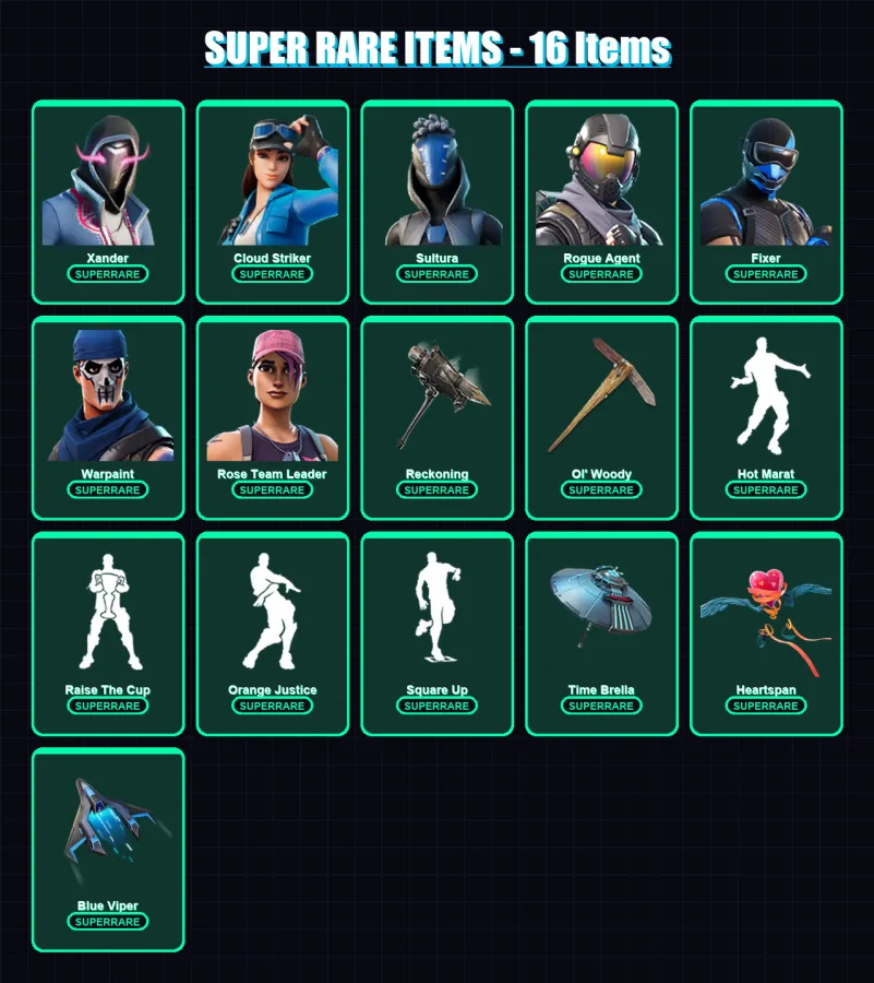 [PC/XBOX] | Xander | Cloud Striker | Sultura | Rogue Agent | Fixer | 154 skin | 170 pickaxe | 150 emote | 173 glider | Lv1825