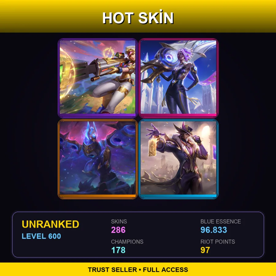 EUW | Lv600 | Unranked | 286 Skin | 178 Champ