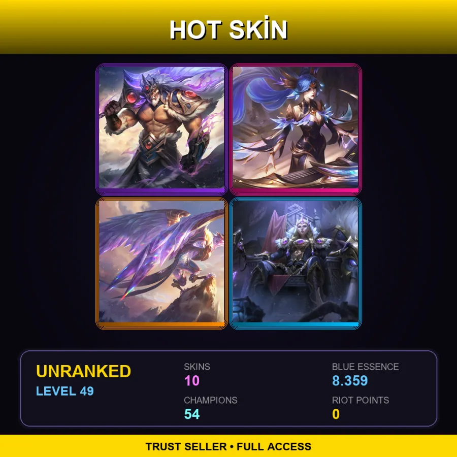 EUW | Victorious Tryndamere | Victorious Sona | Victorious Anivia | Victorious Sejuani | 10 Skin | 54 Champ | Lv49