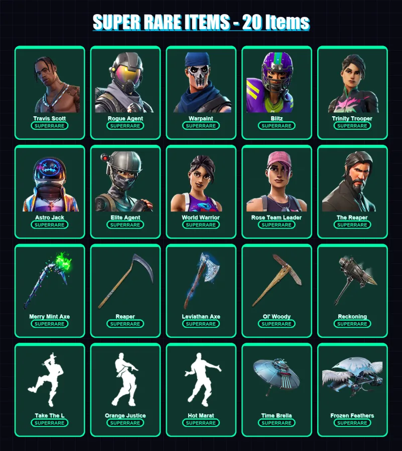 [PC/XBOX/PSN] | Travis Scott | Rogue Agent | Warpaint | Blitz | Trinity Trooper | 279 skin | 223 pickaxe | 190 emote | 154 glider | Lv2273 — Fortnite account